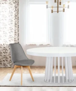 Lot de 4 chaises scandinaves Conor tissu Gris