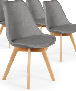 Lot de 4 chaises scandinaves Conor tissu Gris