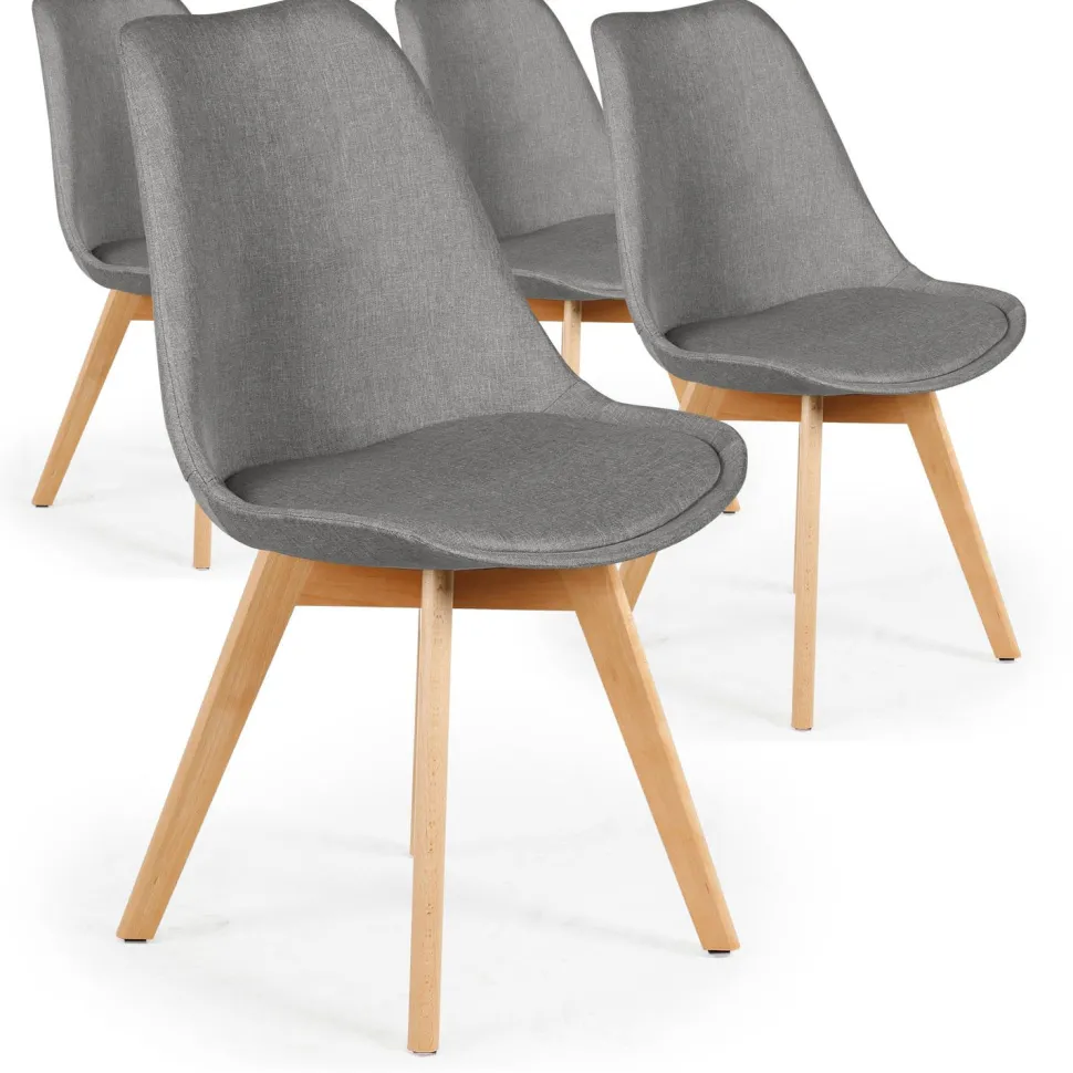 Lot de 4 chaises scandinaves Conor tissu Gris