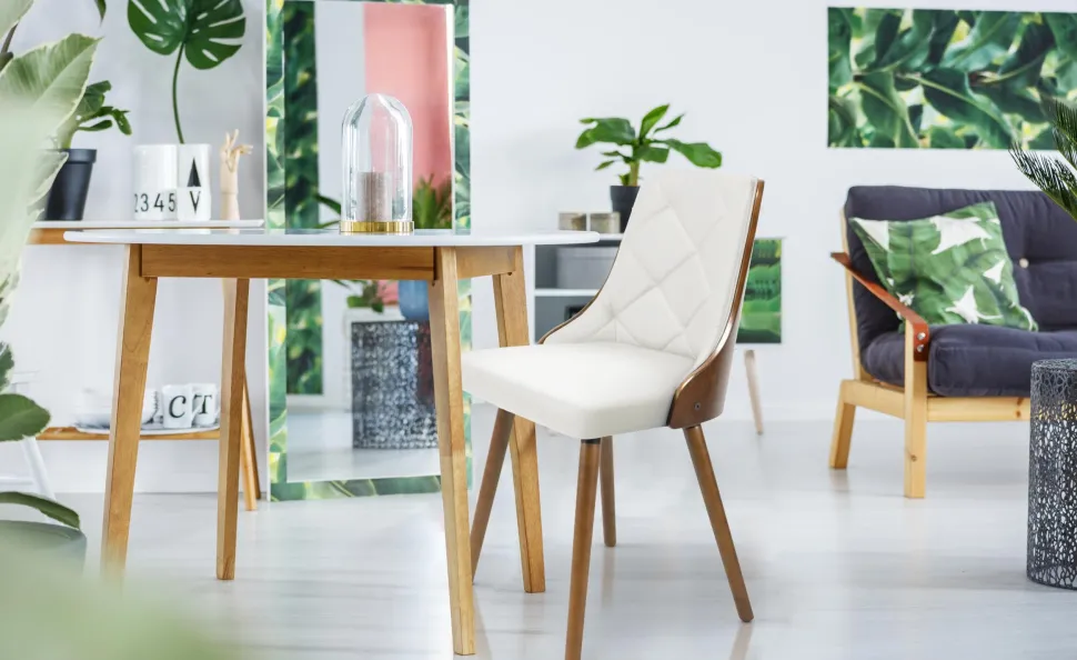 Lot de 8 chaises scandinaves Lalix Bois Noisette et Blanc