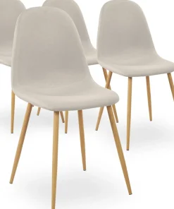 Lot de 4 chaises scandinaves Gao Tissu Beige