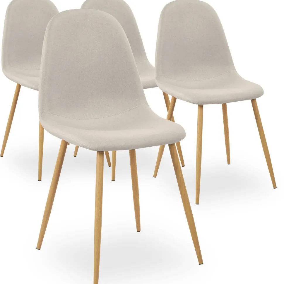 Lot de 4 chaises scandinaves Gao Tissu Beige