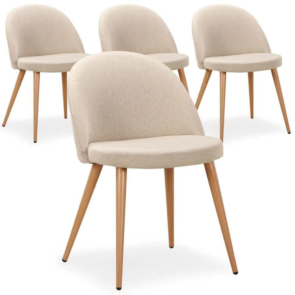 Lot de 4 chaises scandinaves Maury Beige