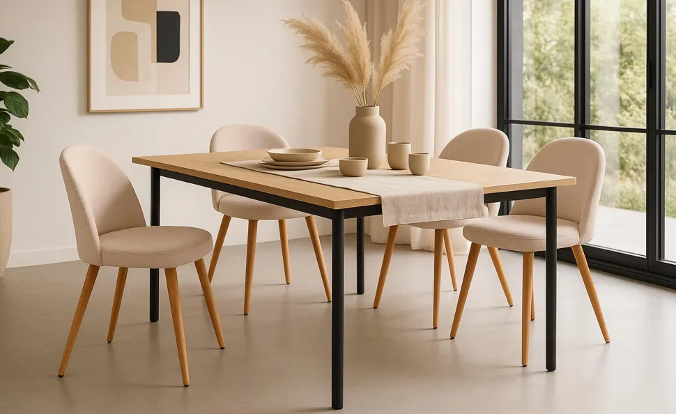 Lot de 6 chaises scandinaves Maury Tissu Beige