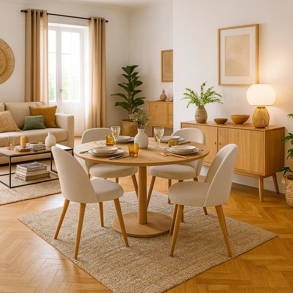 Lot de 6 chaises scandinaves Maury Tissu Beige