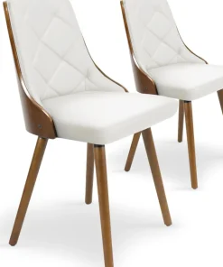Lot de 2 chaises scandinaves Lalix Bois Noisette & Blanc