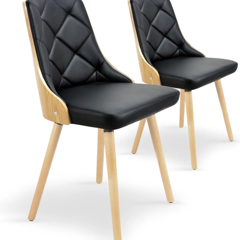 Lot de 2 chaises scandinaves Lalix Chêne Clair & Noir