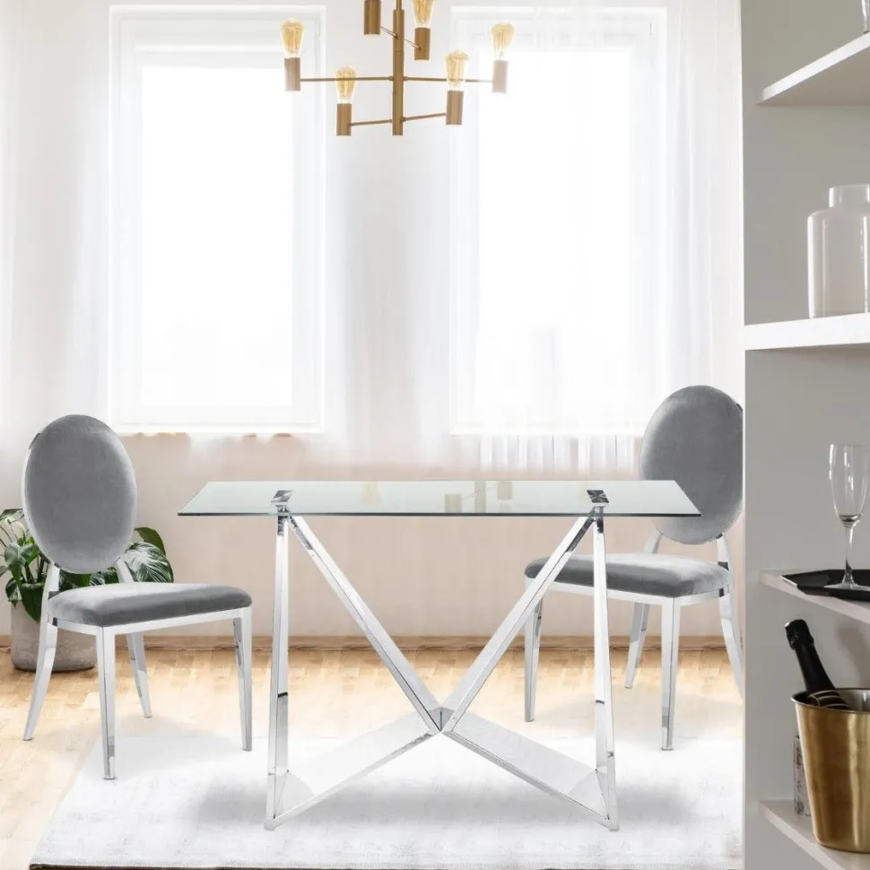Lot de 4 chaises Sofia velours Argent