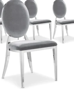 Lot de 4 chaises Sofia velours Argent