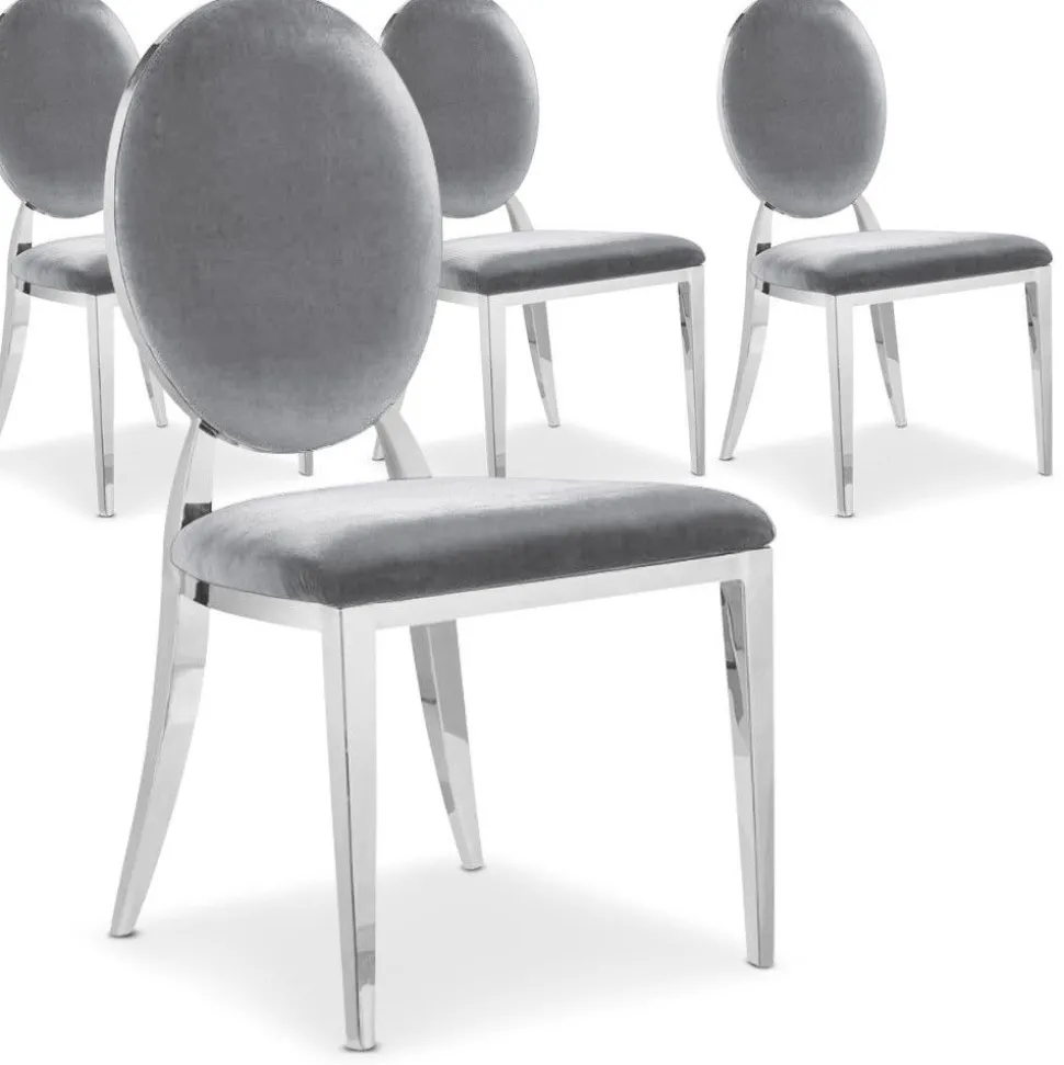 Lot de 4 chaises Sofia velours Argent