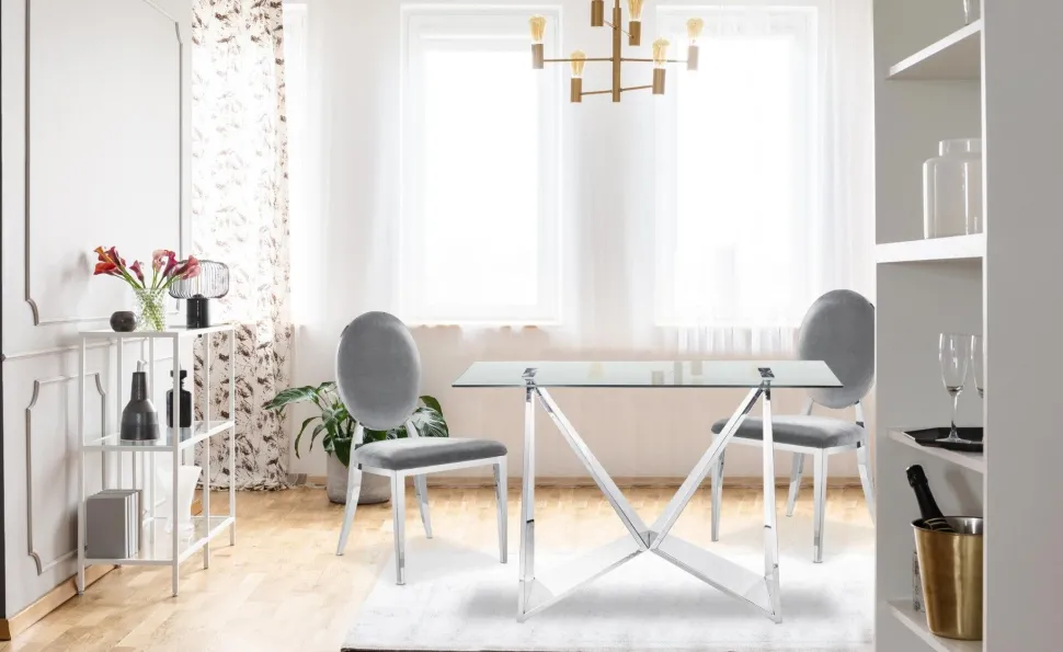 Lot de 4 chaises Sofia velours Argent