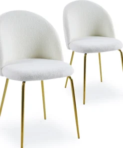 Lot de 2 chaises Spectra Tissu bouclette Crème