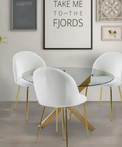 Lot de 4 chaises Spectra Tissu bouclette Crème