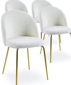 Lot de 4 chaises Spectra Tissu bouclette Crème