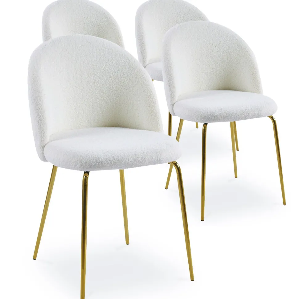 Lot de 4 chaises Spectra Tissu bouclette Crème