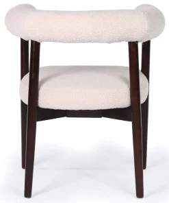 Lot de 2 chaises style scandinave chic Bringo Bois foncé et Tissu bouclette Beige