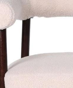 Lot de 2 chaises style scandinave chic Bringo Bois foncé et Tissu bouclette Beige
