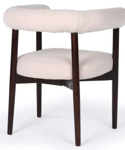 Lot de 4 chaises style scandinave chic Bringo Bois foncé et Tissu bouclette Beige