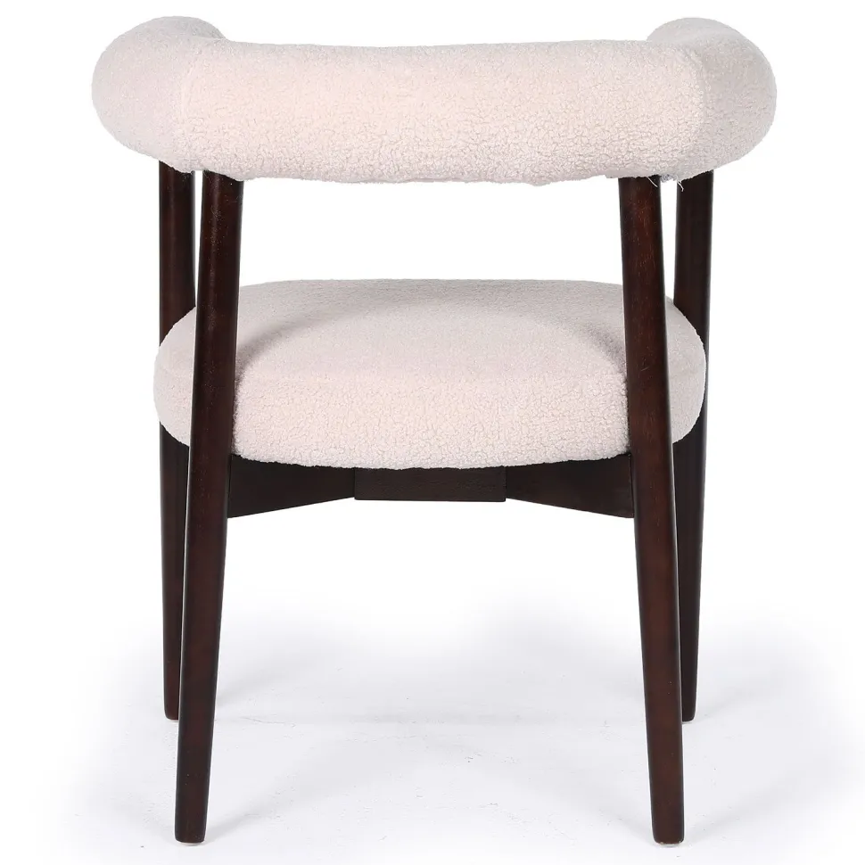 Lot de 4 chaises style scandinave chic Bringo Bois foncé et Tissu bouclette Beige
