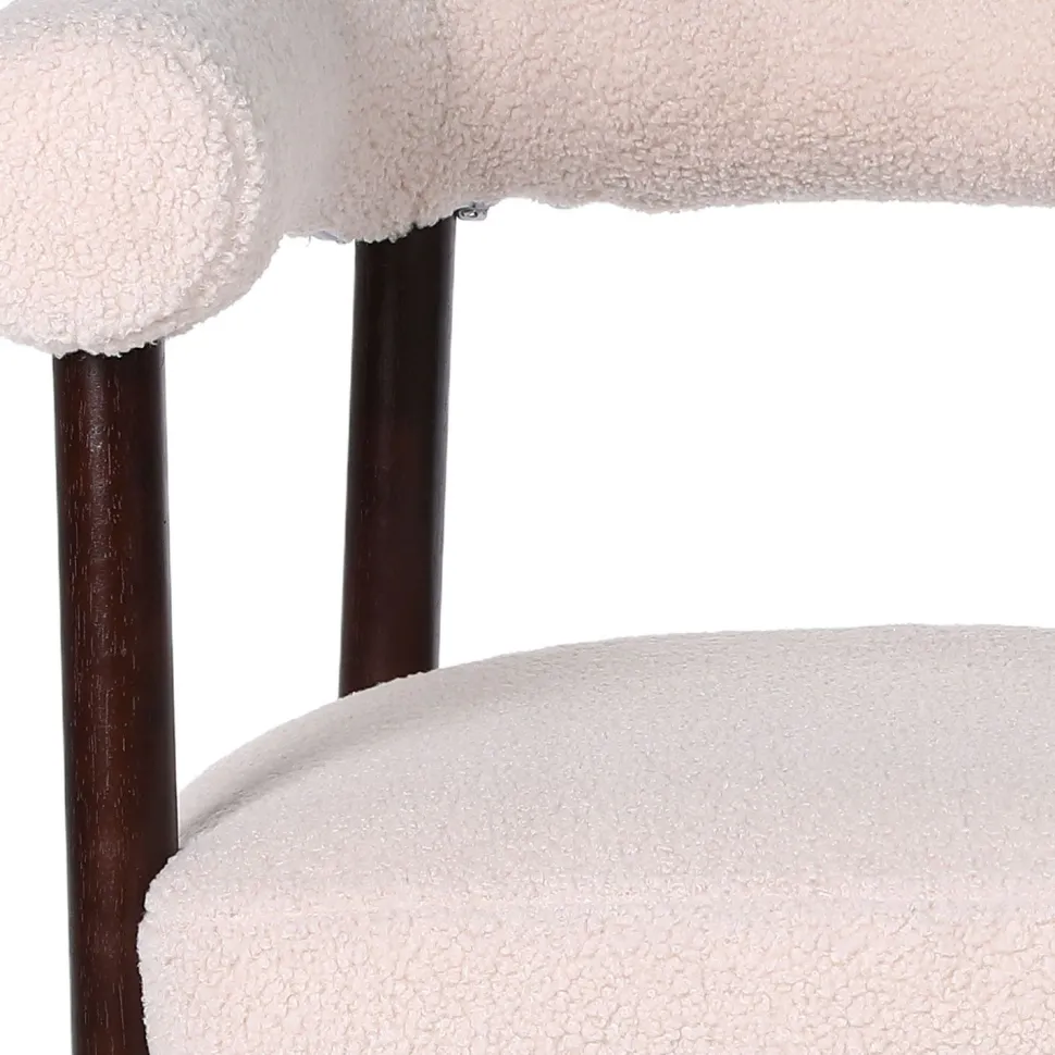 Lot de 4 chaises style scandinave chic Bringo Bois foncé et Tissu bouclette Beige