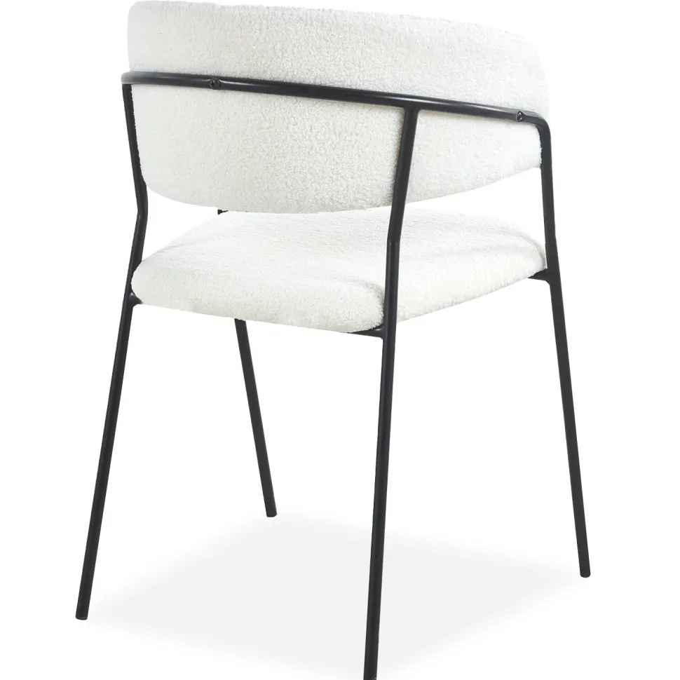 Lot de 4 chaises Tabata Métal Noir et Tissu bouclette Crème