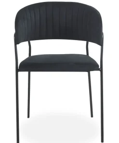 Lot de 8 chaises Tabata Métal Noir et Velours Noir