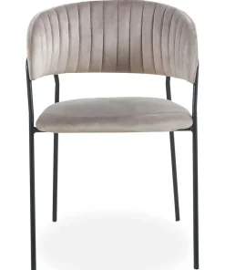 Lot de 8 chaises Tabata Métal Noir et Velours Taupe