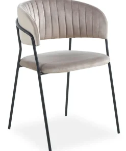Lot de 8 chaises Tabata Métal Noir et Velours Taupe
