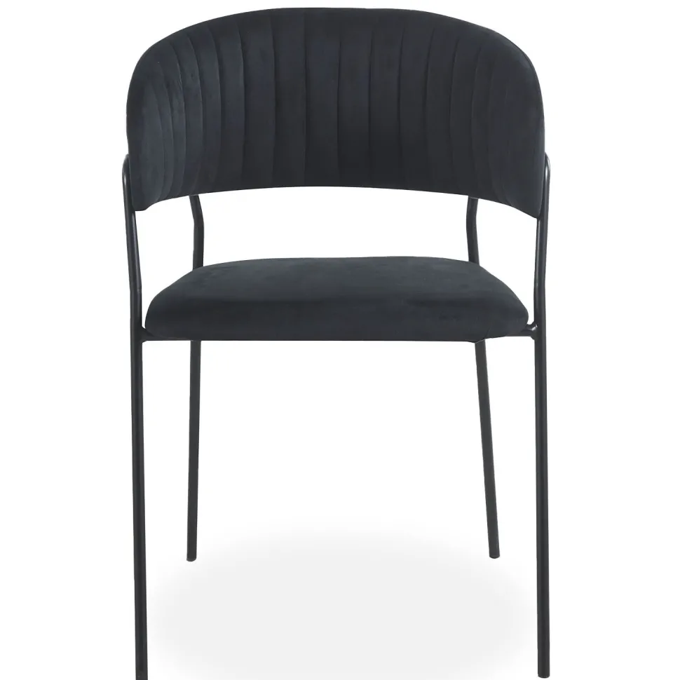 Lot de 4 chaises Tabata Métal Noir et Velours Noir