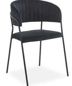 Lot de 4 chaises Tabata Métal Noir et Velours Noir