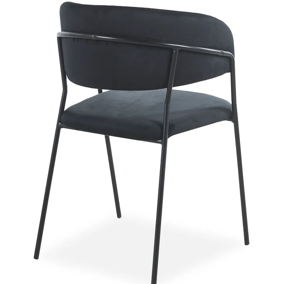 Lot de 4 chaises Tabata Métal Noir et Velours Noir