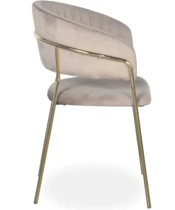 Lot de 8 chaises Tabata Métal Or et Velours Taupe