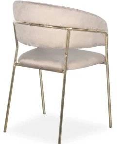 Lot de 8 chaises Tabata Métal Or et Velours Taupe