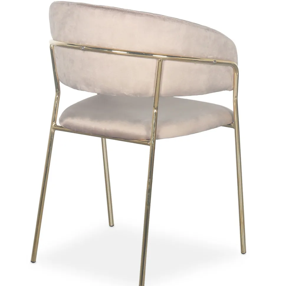 Lot de 8 chaises Tabata Métal Or et Velours Taupe
