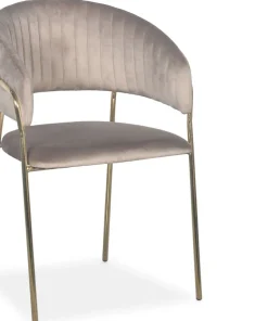 Lot de 8 chaises Tabata Métal Or et Velours Taupe