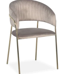 Lot de 8 chaises Tabata Métal Or et Velours Taupe