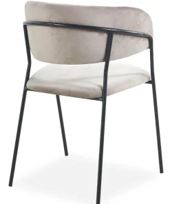 Lot de 4 chaises Tabata Métal Noir et Velours Taupe