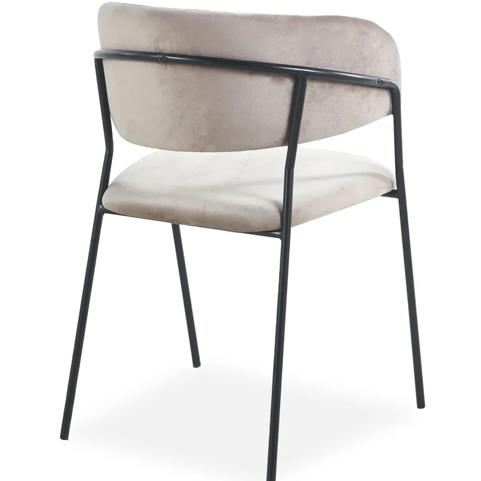 Lot de 4 chaises Tabata Métal Noir et Velours Taupe
