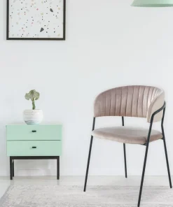 Lot de 4 chaises Tabata Métal Noir et Velours Taupe