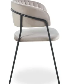 Lot de 4 chaises Tabata Métal Noir et Velours Taupe