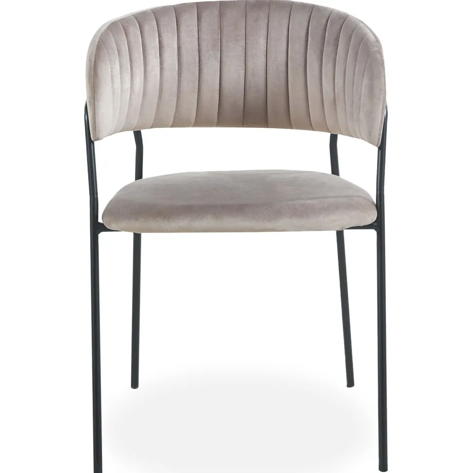Lot de 4 chaises Tabata Métal Noir et Velours Taupe