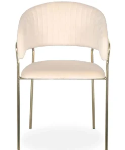 Lot de 8 chaises Tabata Métal Or et Velours Beige