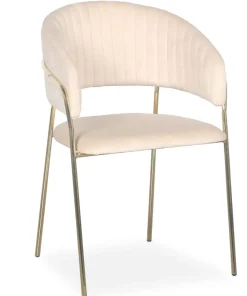 Lot de 8 chaises Tabata Métal Or et Velours Beige