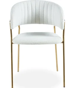 Lot de 8 chaises Tabata Tissu Bouclette Crème