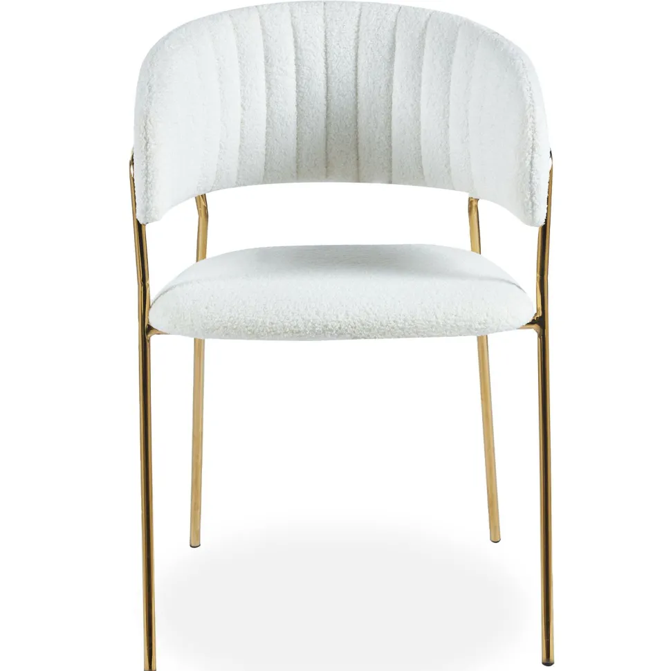 Lot de 8 chaises Tabata Tissu Bouclette Crème