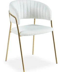 Lot de 8 chaises Tabata Tissu Bouclette Crème