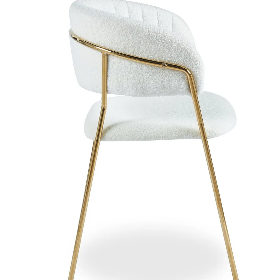 Lot de 8 chaises Tabata Tissu Bouclette Crème