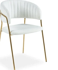 Lot de 8 chaises Tabata Tissu Bouclette Crème