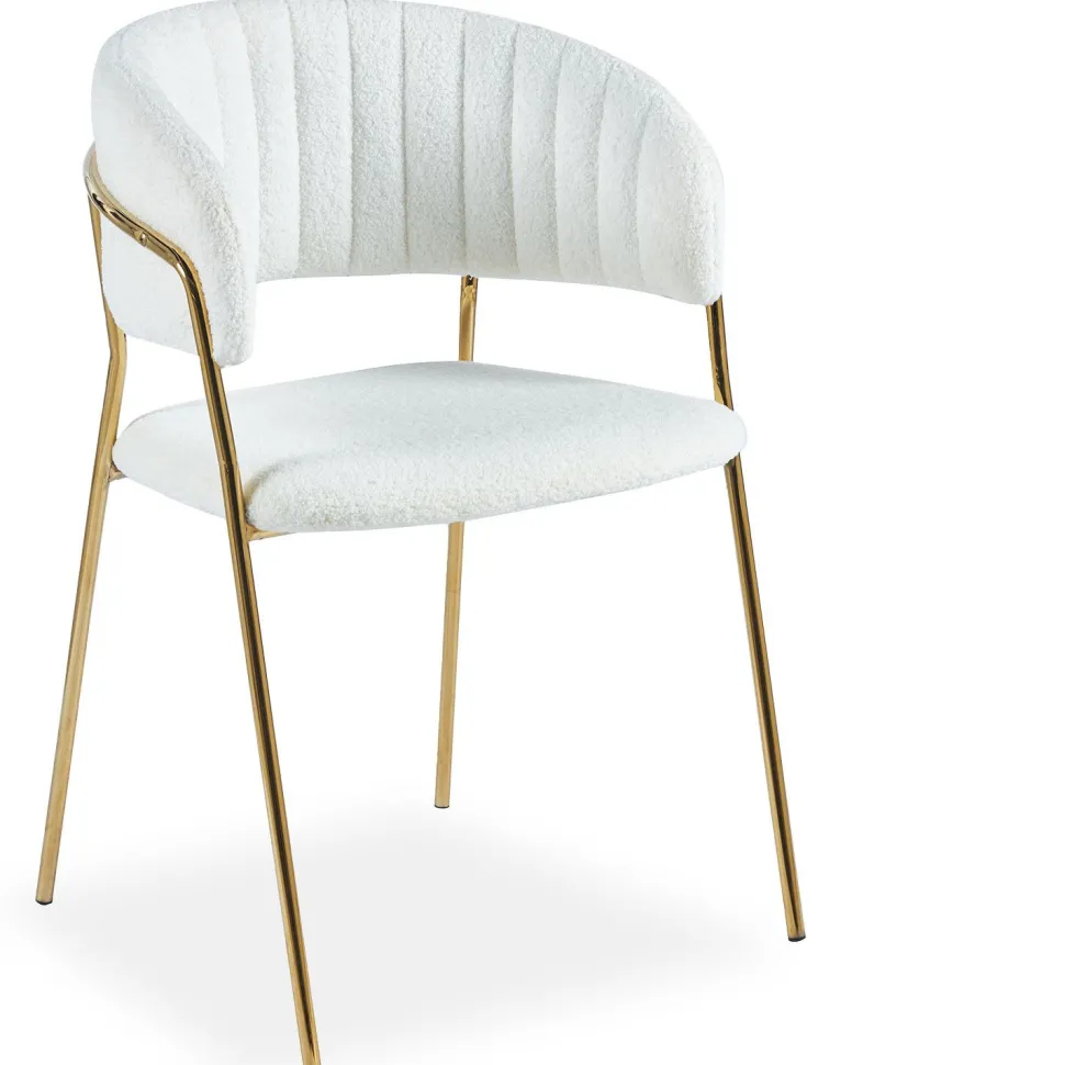 Lot de 8 chaises Tabata Tissu Bouclette Crème