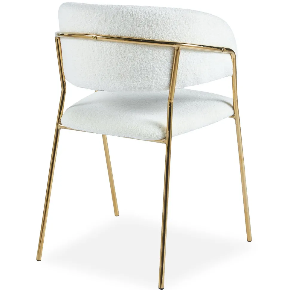 Lot de 8 chaises Tabata Tissu Bouclette Crème